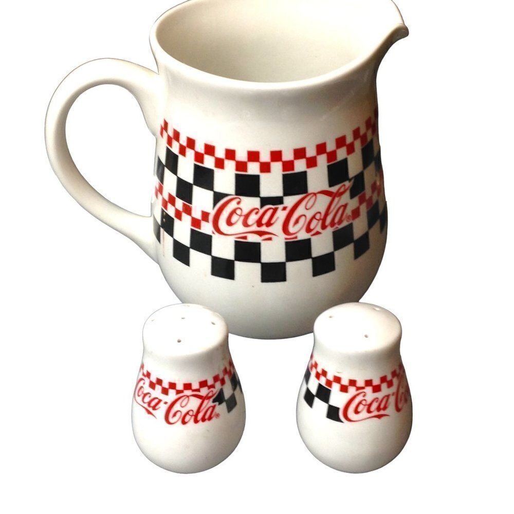 Coca-Cola Pitcher and Salt/Pepper Shaker Set Marketed by Gibson China